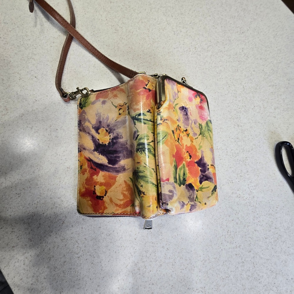 Patricia Nash Floral Leather Crossbody Wallet Bag Kiss Lock Phone Case Purse - Picture 5 of 16